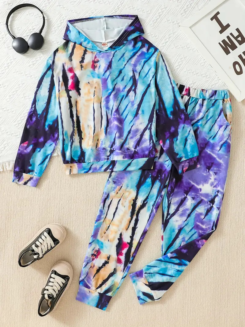 Boy's Colorful Tie dye Hooded Outfit Hoodie Track Pants Set - Temu New Zealand | Temu Affiliate Program