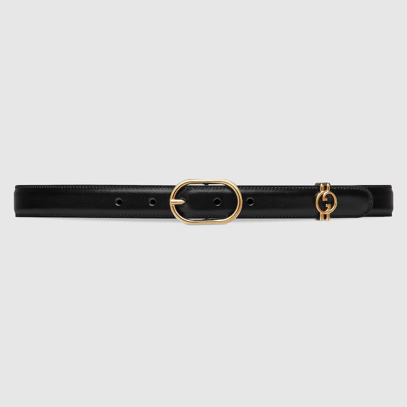 GUCCI Belt With Round Interlocking G, Size Gucci 100, Black, Leather | Gucci (US)