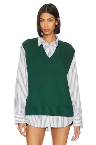 L'Academie Oversized Sweater Vest in Collegiate Green from Revolve.com | Revolve Clothing (Global)