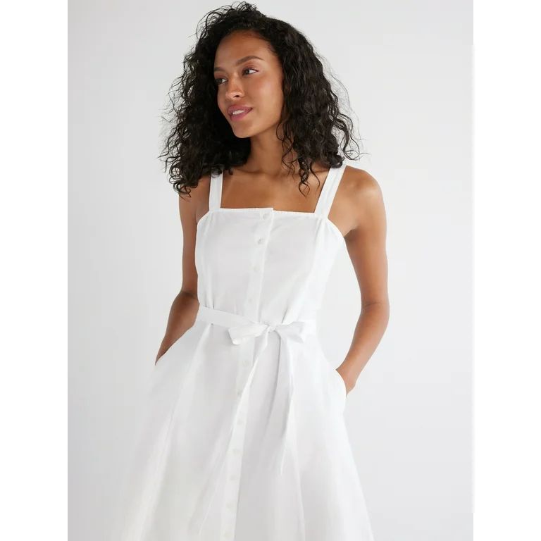 Time and Tru Women's Cotton Eyelet Button Front Dress, Sizes XS-XXXL - Walmart.com | Walmart (US)