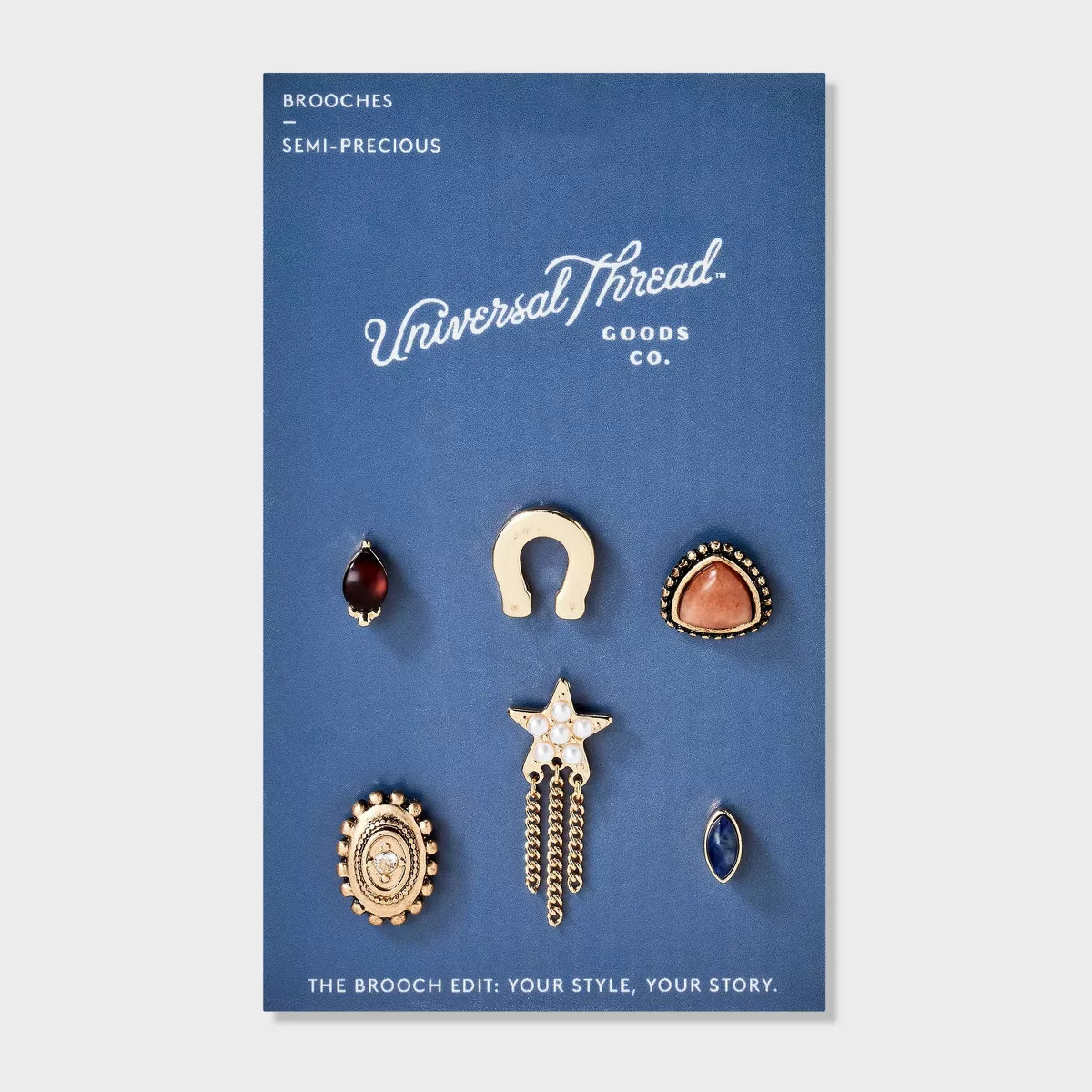Mixed Semi-Precious Stone Horse Shoe & Star Brooch Pin Set 6pc - Universal Thread™ Multi | Target