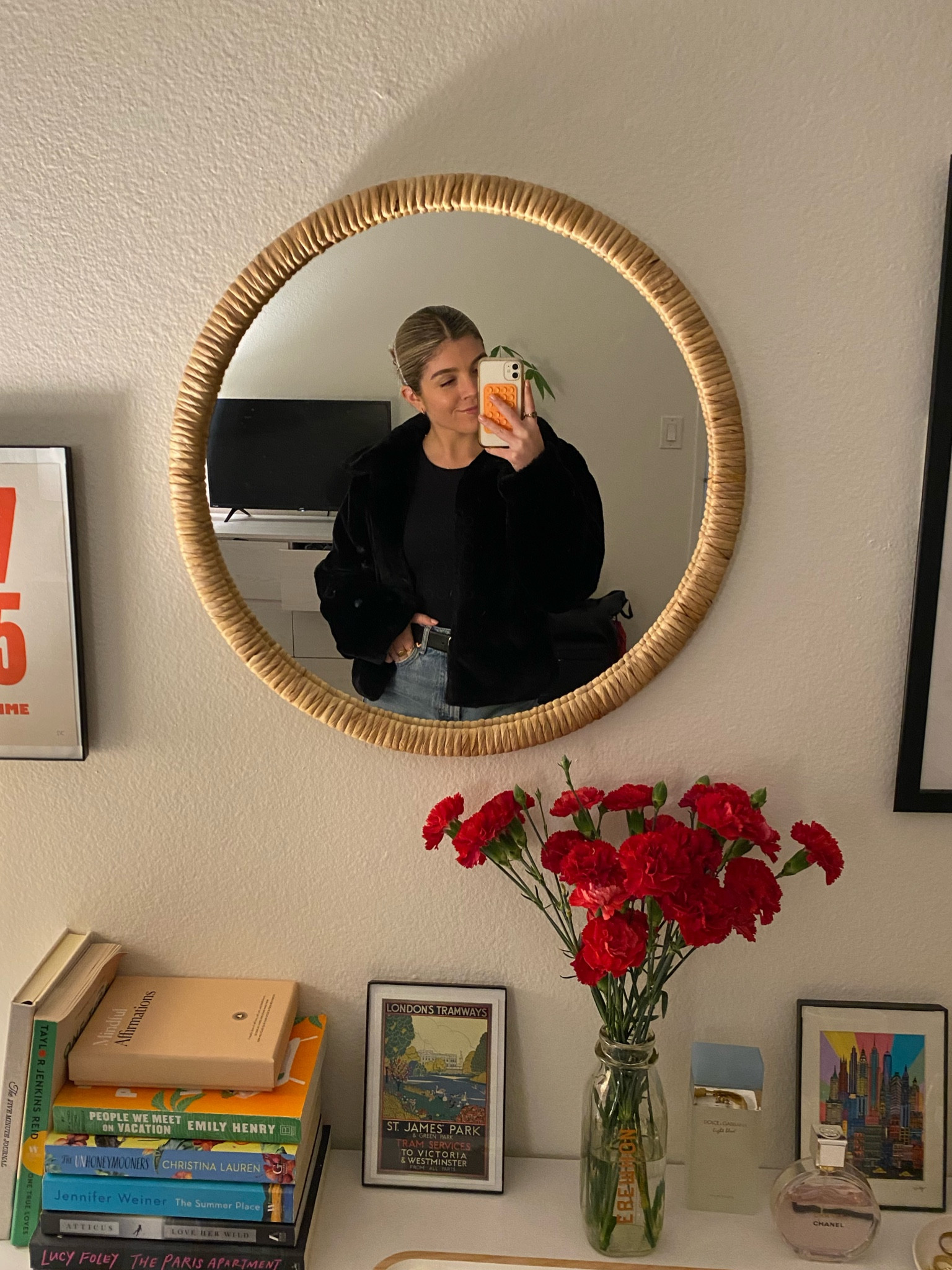 ootn: black fur jacket, black tshirt bodysuit, blue jeans + leather belt ♥️

#LTKSeasonal #LTKU #LTKstyletip