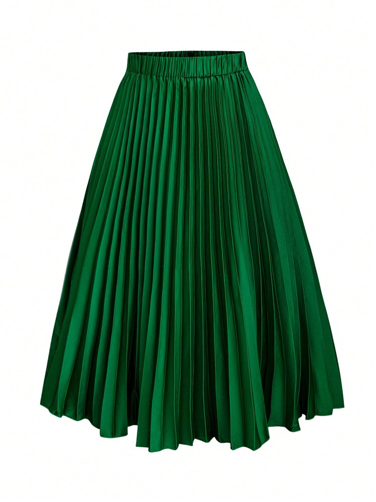 Clasy plus size women pleated skirt  | SHEIN