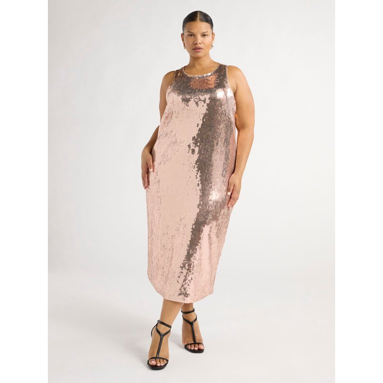Scoop Women’s & Women's Plus Sequin Midi Dress, Sizes XS-4X | Walmart (US)