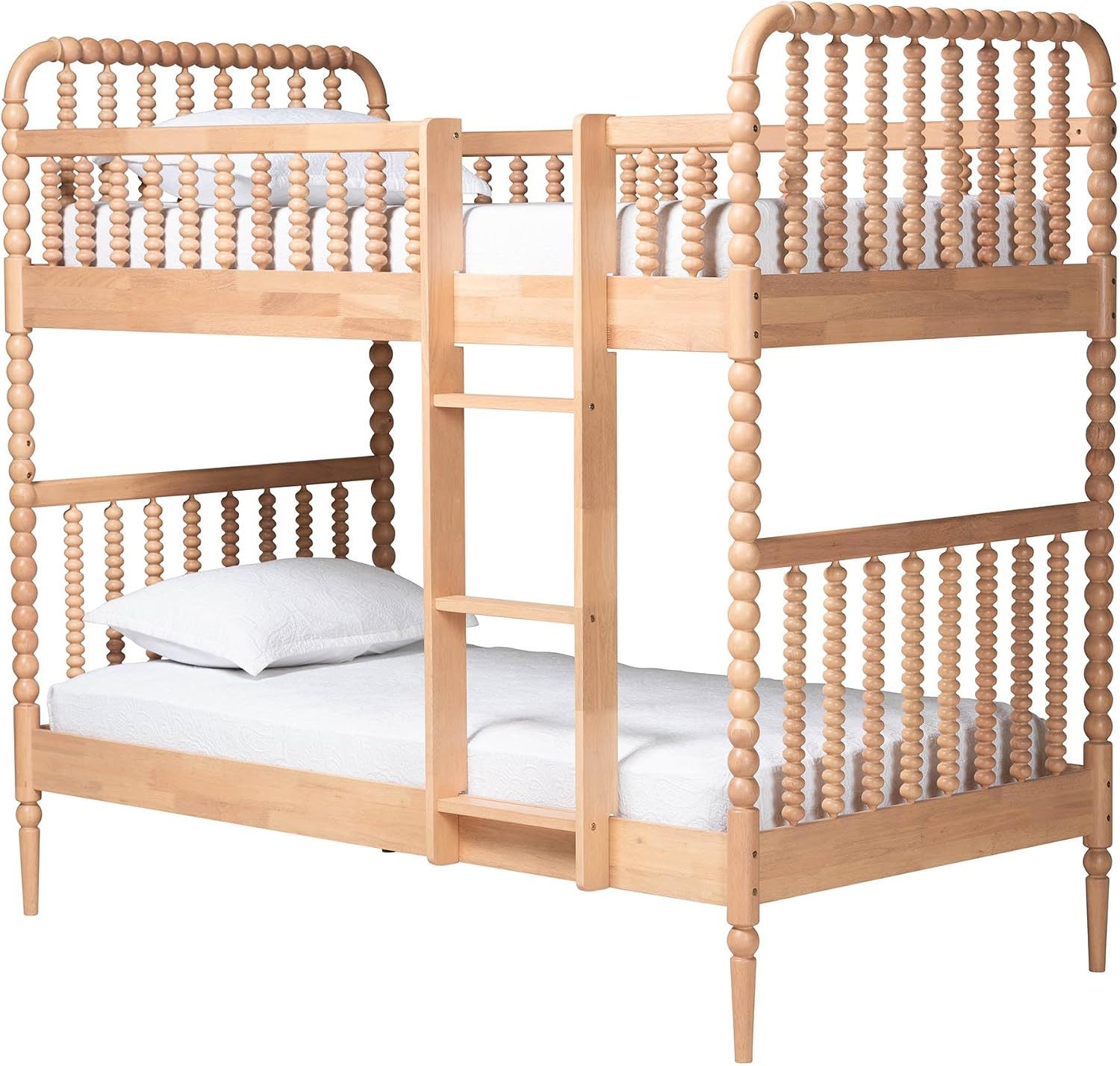 Baxton Studio Lucera Bobbin Bunk Bed with Ladder, Beech Brown | Amazon (US)