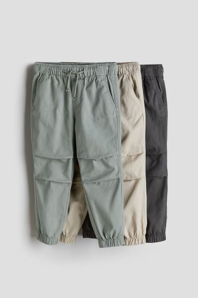 3-pack Cotton Joggers - Khaki green/denim blue - Kids | H&M US | H&M (US + CA)