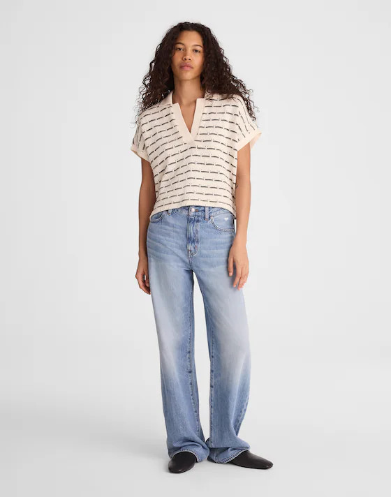 Diamond-Knit Relaxed Polo Shirt | Madewell