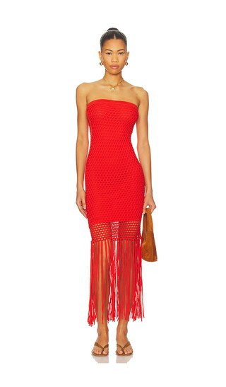 PQ Vanessa Fringe Mini Dress in Red. - size M/L | Revolve Clothing (Global)