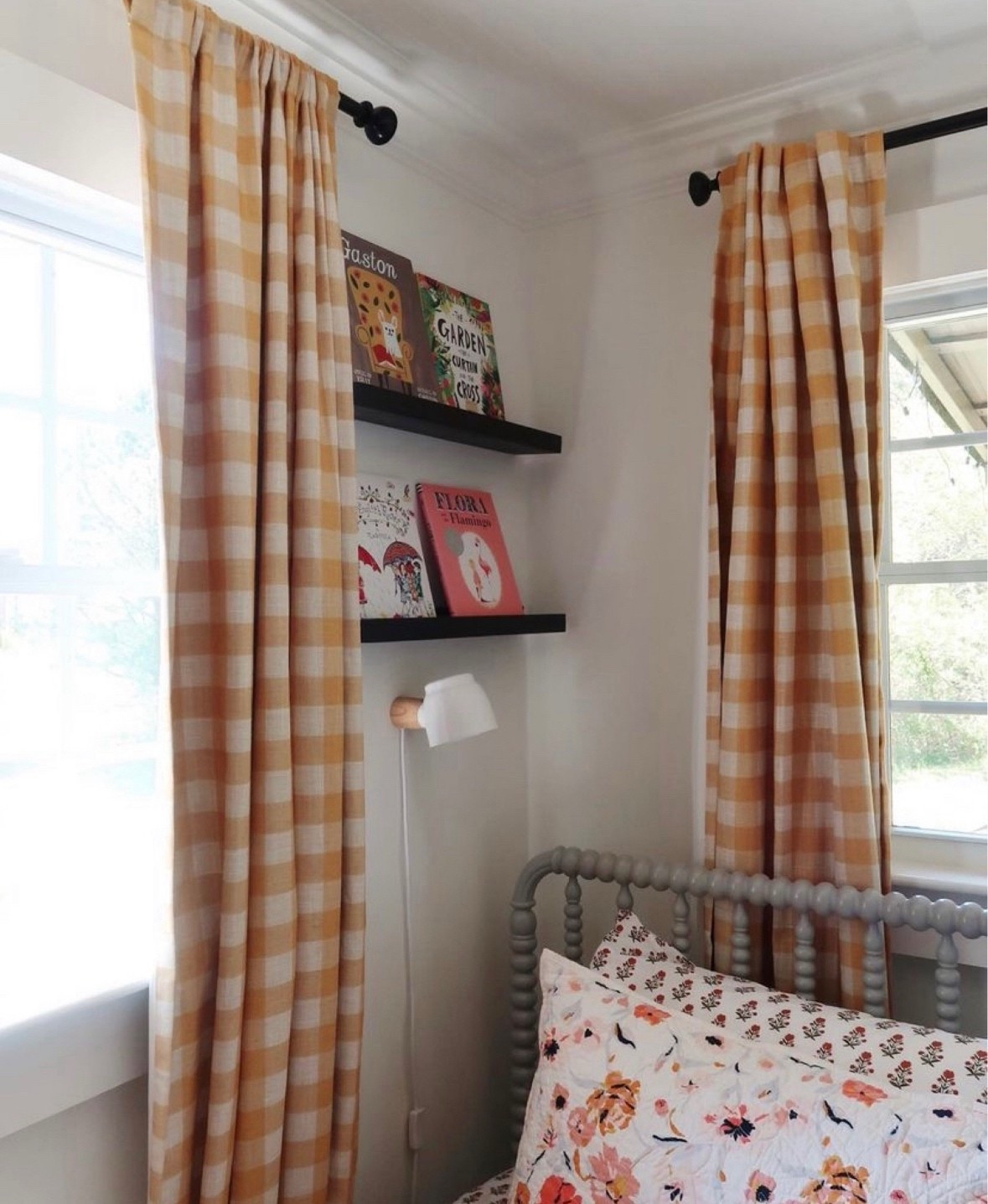 Cozy corner in our Airbnb. Children’s room book nook with shelves and reading light. Our favorite sheets and the cutest gingham blackout curtains!

#LTKHome #LTKFamily #LTKFindsUnder50