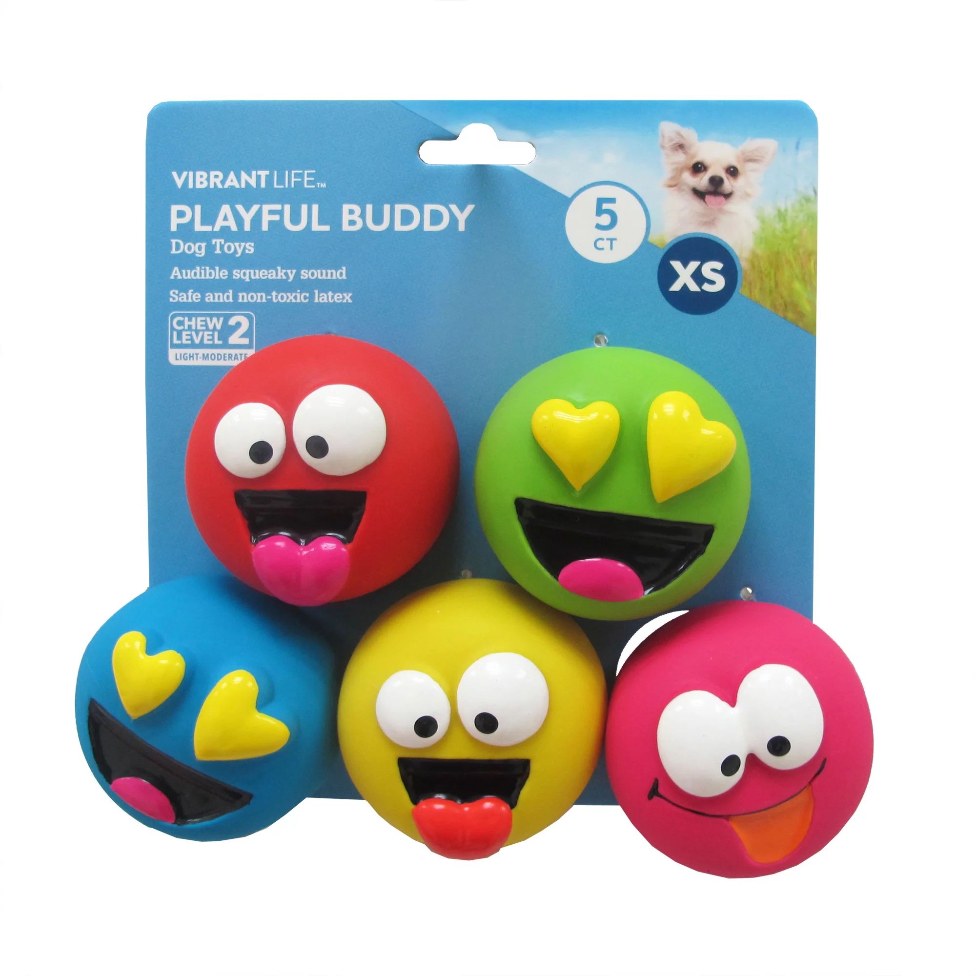 Vibrant Life Playful Buddy Dog Toys, Emoticon, Extra Small, 5 Count - Walmart.com | Walmart (US)