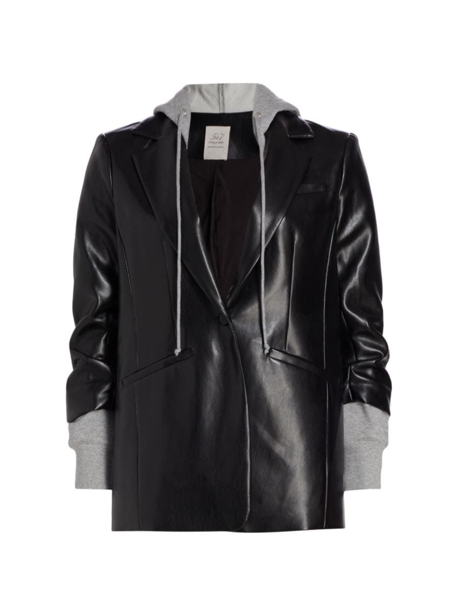 Khloe Faux Leather Hooded Jacket | Saks Fifth Avenue
