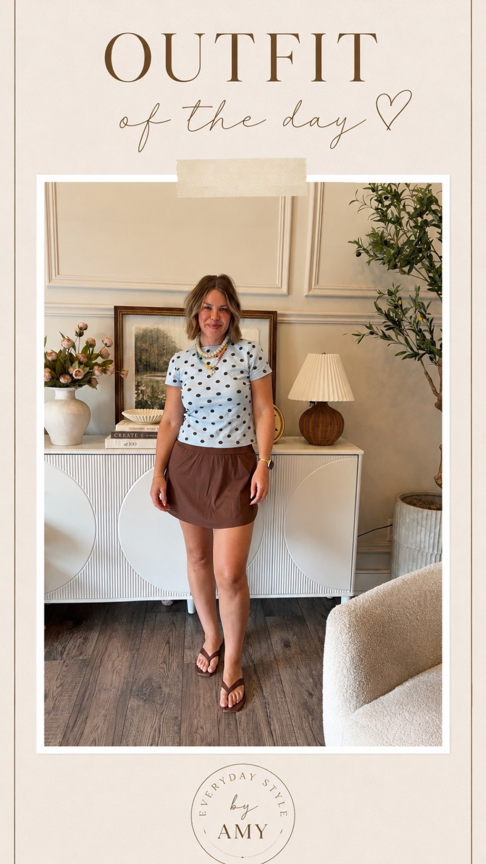 Amazon ootd
Obsessed with this polka dot tshirt, it comes in several colors and this athletic skort is also so comfy and cute! The leather flip flops add the perfect touch along with jewelry and you got a cute summer mom approved outfit!
#amazon #amazonfinds #amazonoutfit #amazonfashion #polkadots #casualoutfit #outfitidea #summeroutfit #outfitinspo #momstyle

#LTKootd #LTKSeasonal #LTKOver40