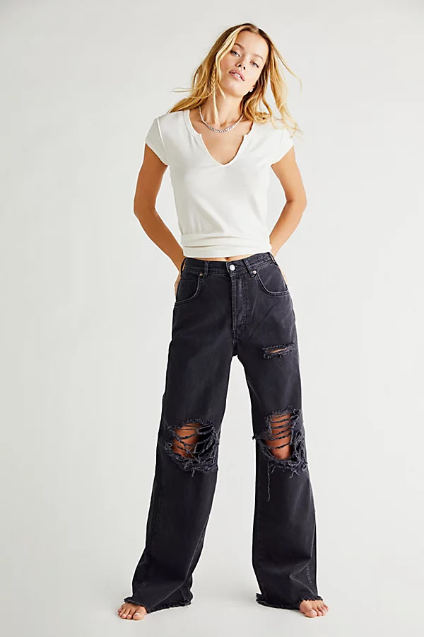 Ollie Extreme Wide Leg Jeans by We The Free at Free People, Black Magic, 25 | Free People (Global - UK&FR Excluded)