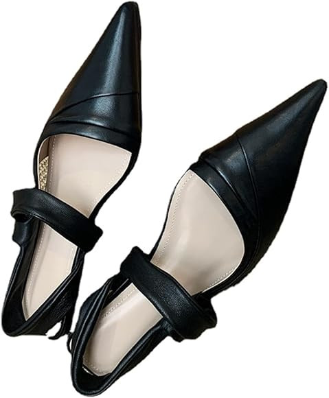 Purubylley Flats Shoes Women Slingback Pointed Toe Comfort Ankle Strap Slip on Shoes | Amazon (US)