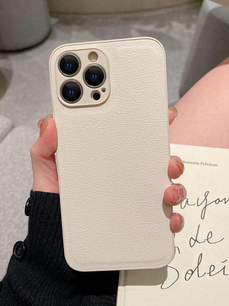 Solid Lychee Pattern Phone Case | SHEIN