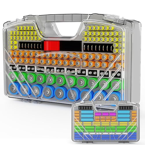 Battery Organizer Storage Case, Battery Storage Holder Organizer Box with Tester - 285 Batteries Double-Sided Variety Pack, Holds AA AAA 4A C D Cell 9V 3V Lithium LR44 CR2 CR123 CR1632 18650 Button | Amazon (US)