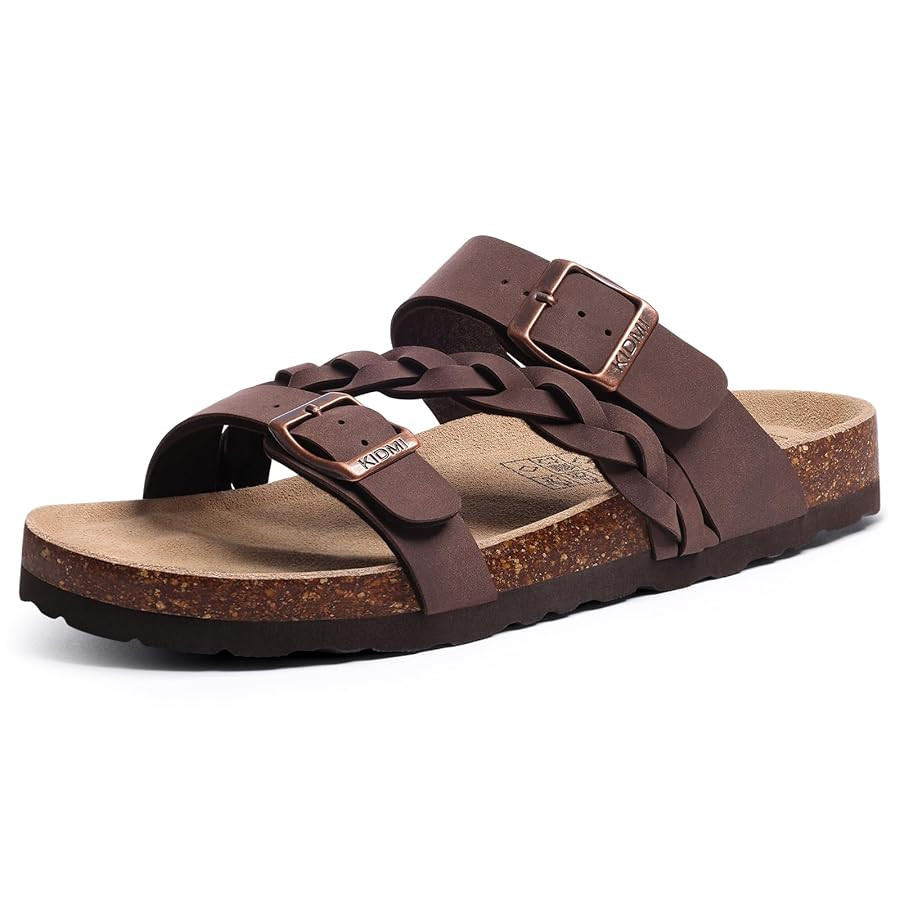 KIDMI Women's Cork Footbed Sandals with Arch Support Comfortable Slip-On Slide Sandals With Adjus... | Amazon (US)