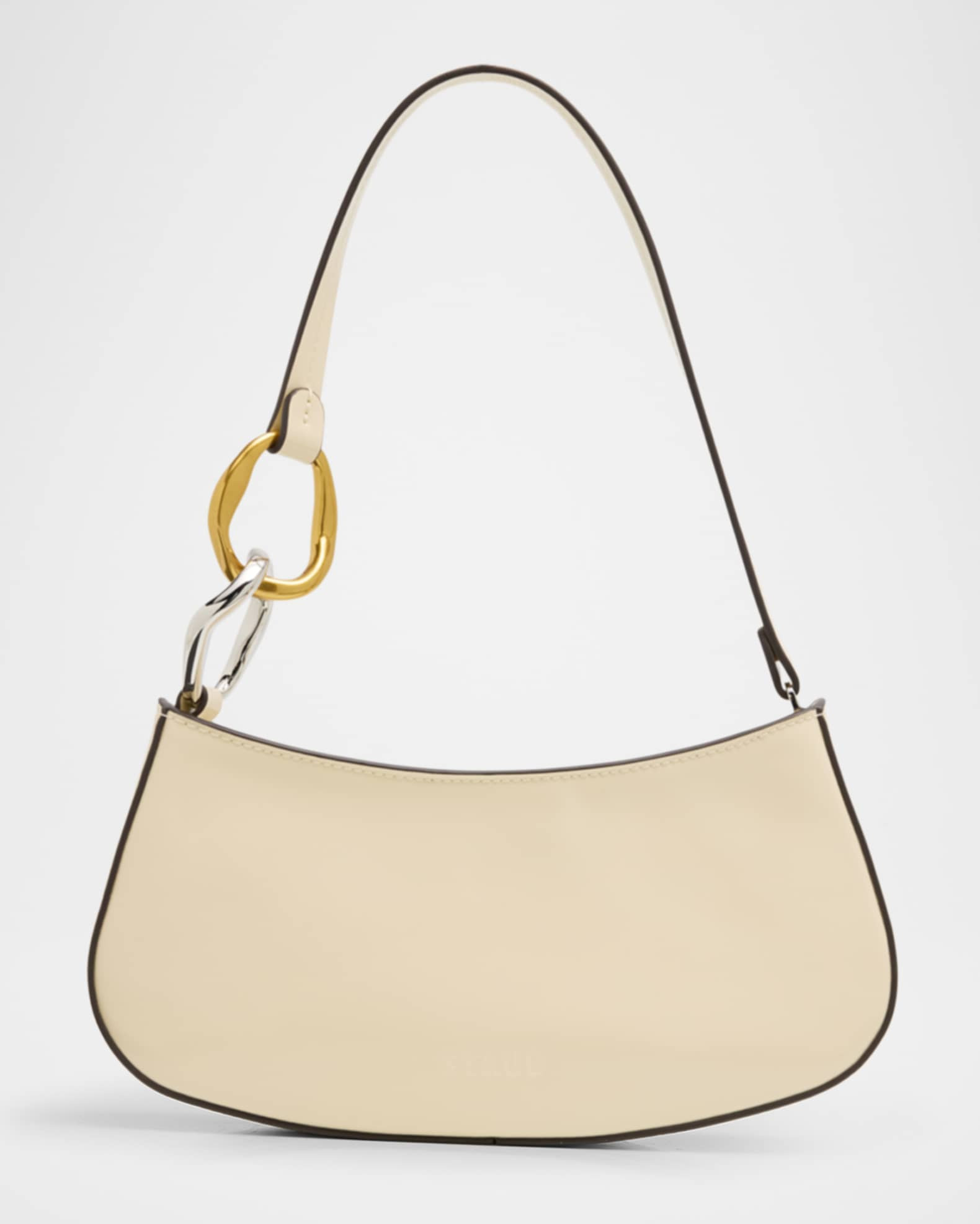 Ollie Curved Leather Shoulder Bag | Neiman Marcus