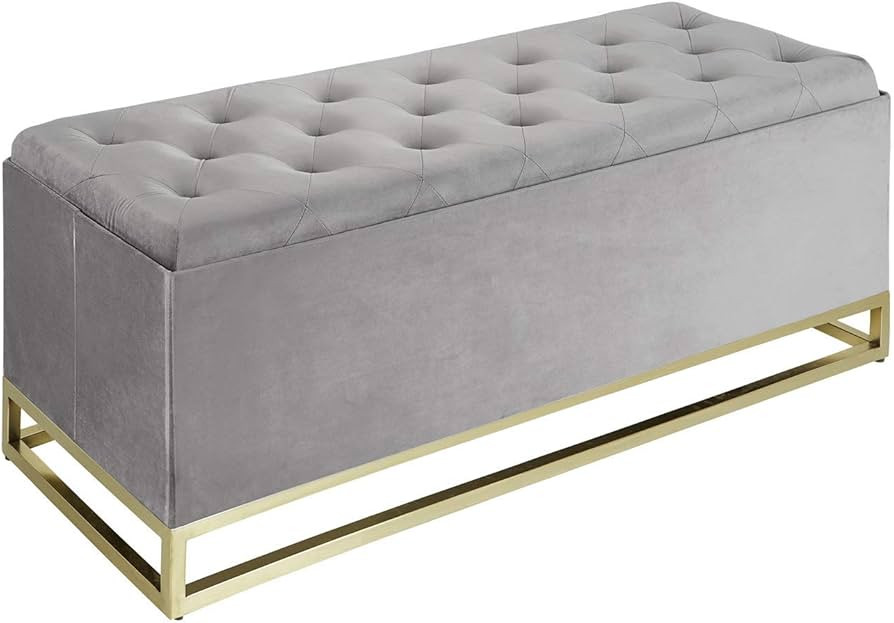 Inspire Me! Home Décor Jessica Ottoman Bench Organizing Dividers, Classy Pewter Grey Soft Velvet... | Amazon (US)
