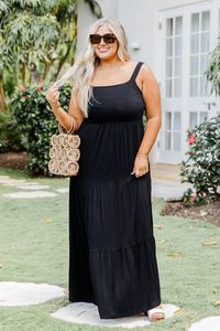 Time For Something New Black Knit Maxi Dress With Padded Top | Pink Lily