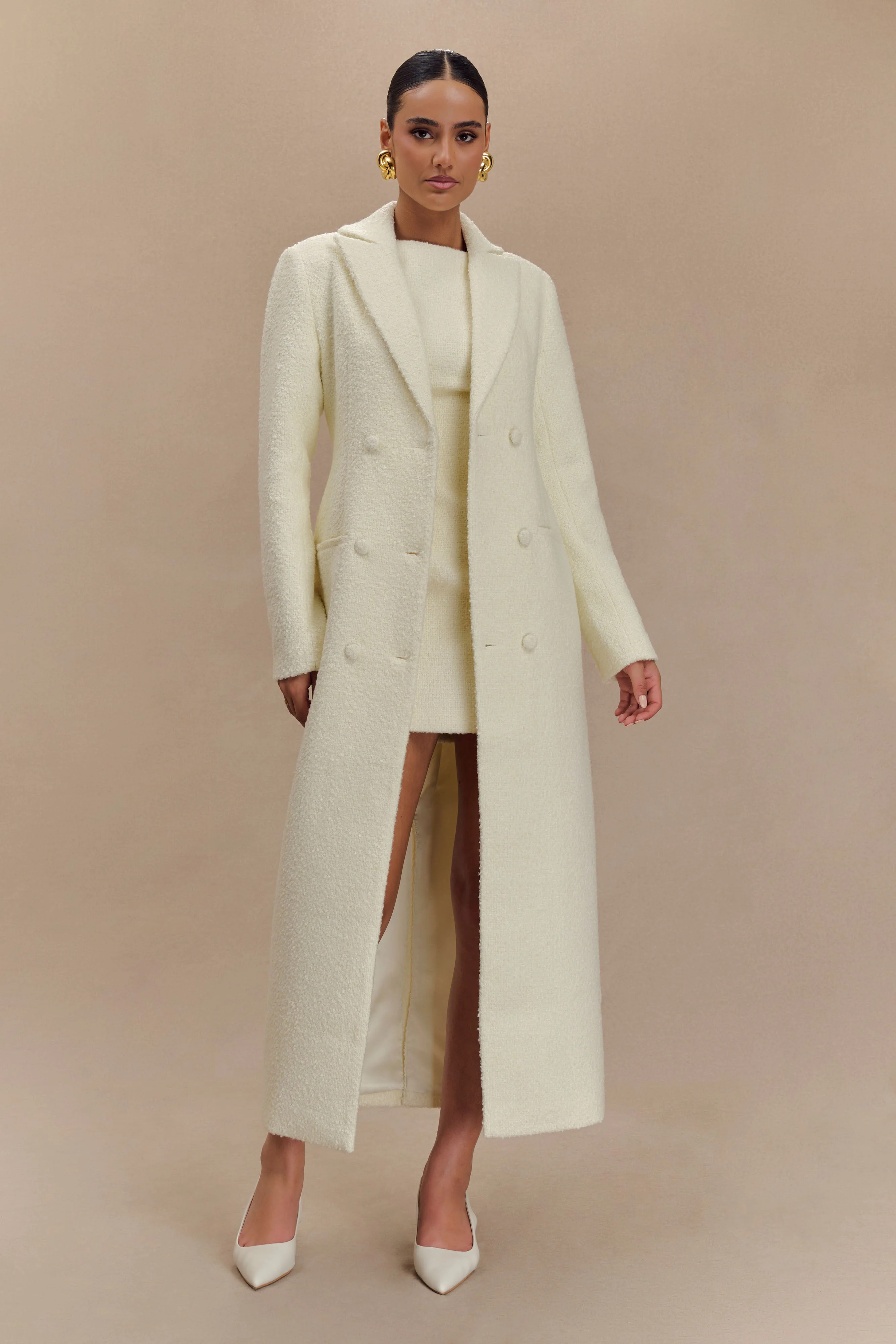 Carver Boucle Coat - Ivory | Meshki (APAC)