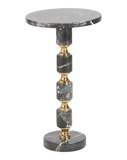 14xx24 Solid Zebra Marble And Metal Table | TJ Maxx