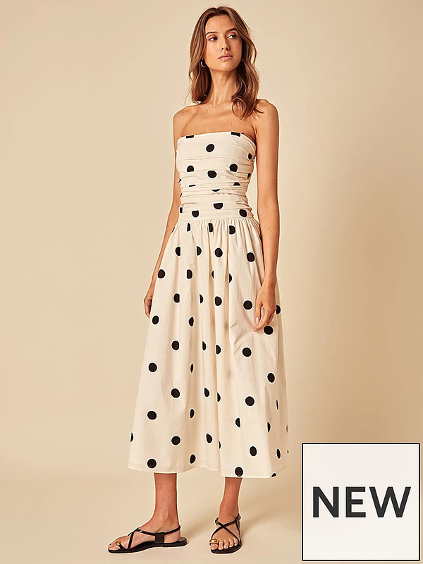 Nobodys Child Felicity Midi Dress Large Spot - White | Very (UK)