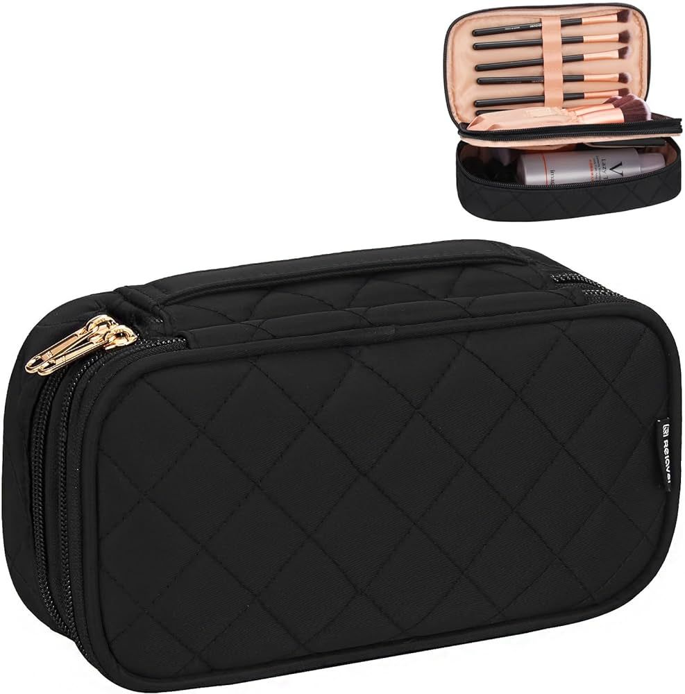 Relavel Small Makeup Bag, Travel Makeup Bag, Cosmetic Bag for Women, 2 Layer Travel Makeup Organi... | Amazon (US)