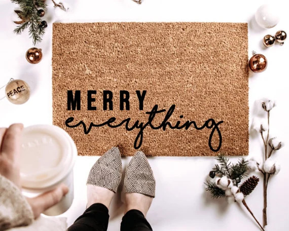 Merry Everything Door Mat Welcome Mat Christmas Doormat - Etsy | Etsy (US)