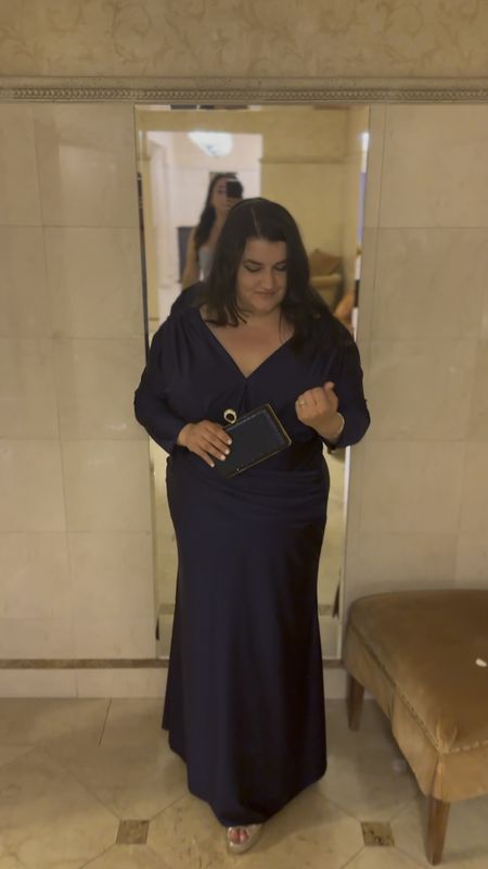 Wedding Guest Prom girl Nordstrom navy blue long sleeve evening dress and clutch plus size and regular 

#LTKcurves #LTKsalealert #LTKwedding