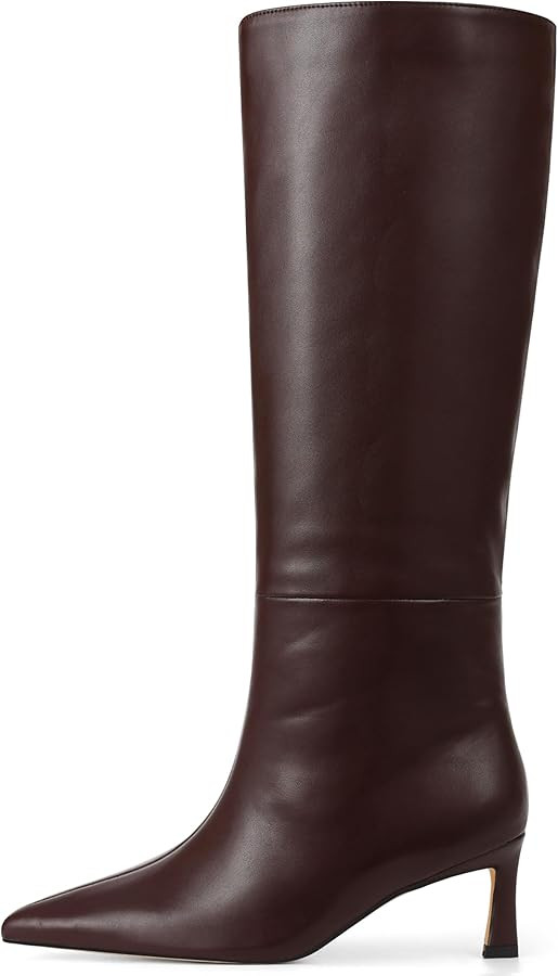 Knee High Boots Womens Wide Calf Kitten Heel Tall Boots Pointed Toe Suede Long Boots Trendy Dress... | Amazon (US)