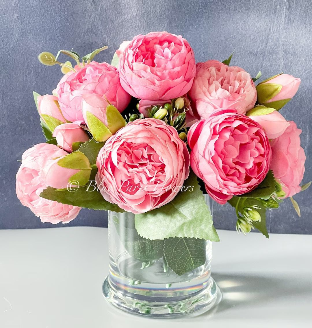 Pink Rose Peony Arrangement, Artificial Faux Table Centerpiece, Faux Florals, Silk Flowers Arrang... | Etsy (US)