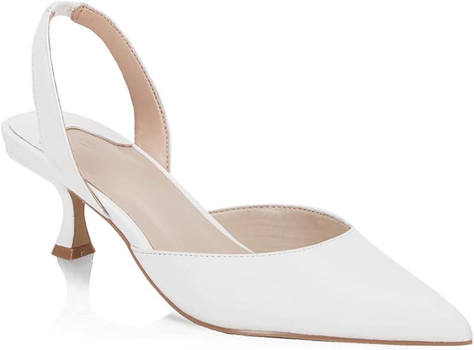 Juliet Holy Womens Pumps Shoes Pointed Toe Slip on Slingback Elastic Strap Classic Kitten Heels | Amazon (US)