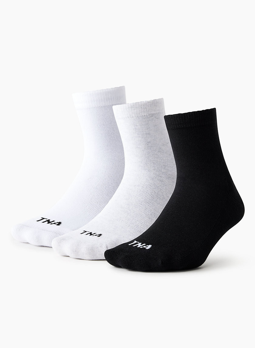 Tna Best-Ever Smooth Ankle Socks 3-Pack in Wht/Heather Cloud Wht/Blk size XS/Small | Cotton/Nylon/Other Fibre | Aritzia