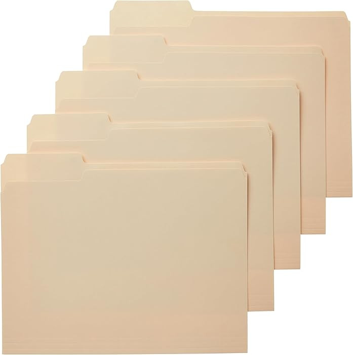 Amazon Basics File Folders with Tabs for Filing, 1/3-Cut Tab, Assorted Positions, 8.5x11 inches, ... | Amazon (US)