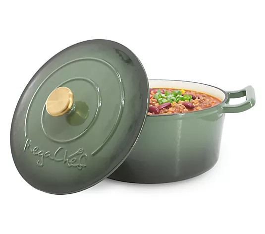 MegaChef 5.3 Qt. Cast Iron Casserole w/ Self Basting Lid - QVC.com | QVC