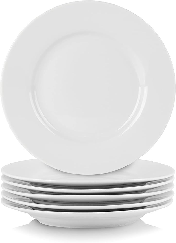 10 Strawberry Street Simply Round 6" Appetizer Plate, Set of 6, White | Amazon (US)