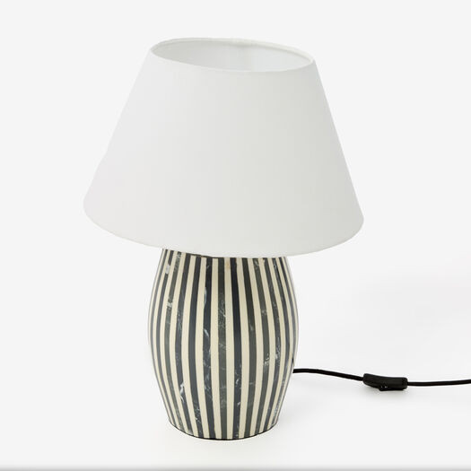 Grey & White Striped Table Lamp 50x36cm | TK Maxx