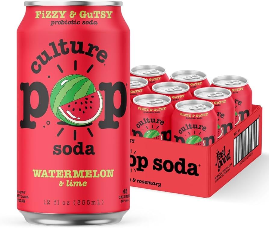Culture Pop Soda Sparkling Probiotic Drink, 45 Calories Per Can, Vegan Soda for Gut Health, Non-G... | Amazon (US)