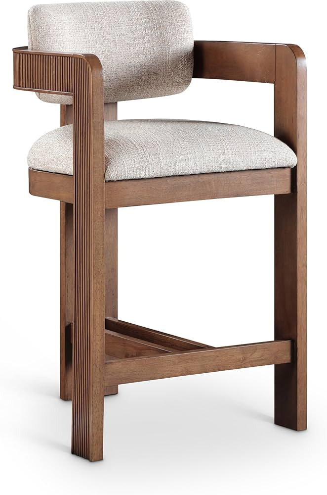 Meridian Furniture 11076Beige-C Sacha Collection Art Deco Stool with Rich Beige Linen Textured Fa... | Amazon (US)