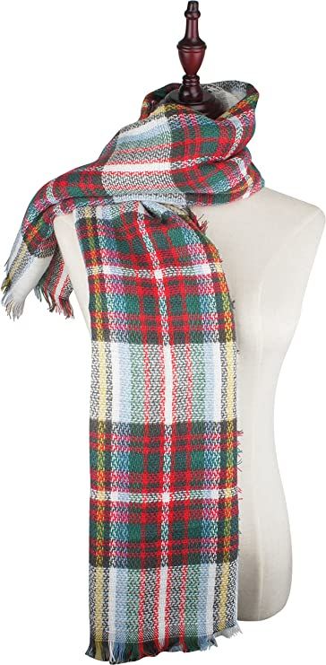 Women's Fall Winter Scarf Classic Tassel Plaid Tartan Scarf Warm Soft Chunky Large Blanket Wrap S... | Amazon (US)