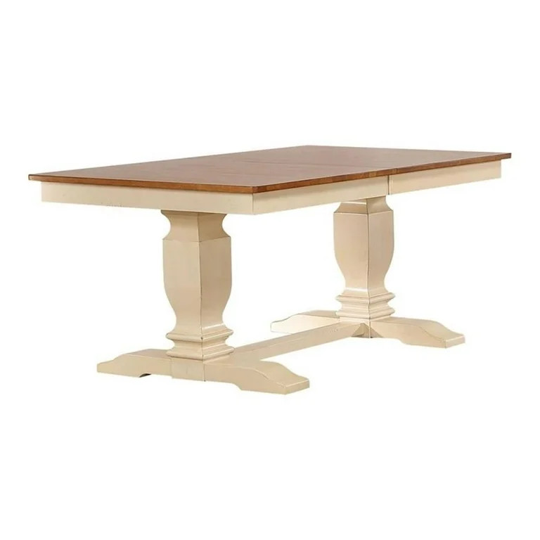 Double Pedestal Wood Dining Table in Caramel/Biscotti | Walmart (US)