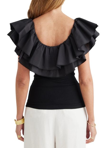 Black top
Ruffle top

Vacation outfit
Date night outfit
Spring outfit
#Itkseasonal
#Itkover40
#Itku

#LTKFindsUnder100
