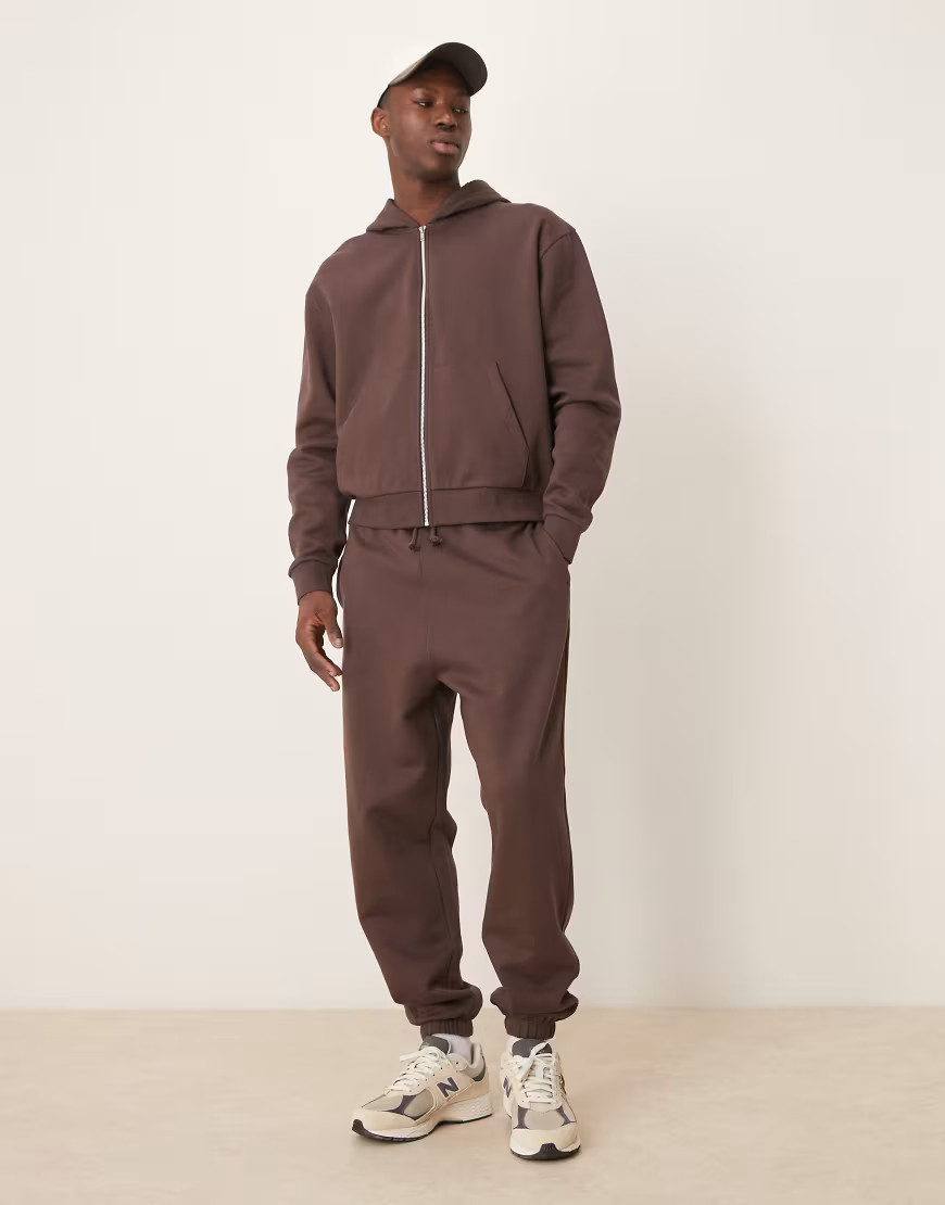 ASOS DESIGN essential oversized sweatpants in brown | ASOS (Global)