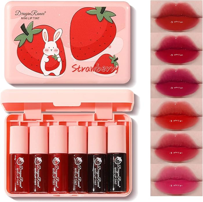 Eakroo 6 Colors Lip Tint Stain Mini Liquid Lipstick Korean Lip Gloss Vivid Color | Amazon (US)