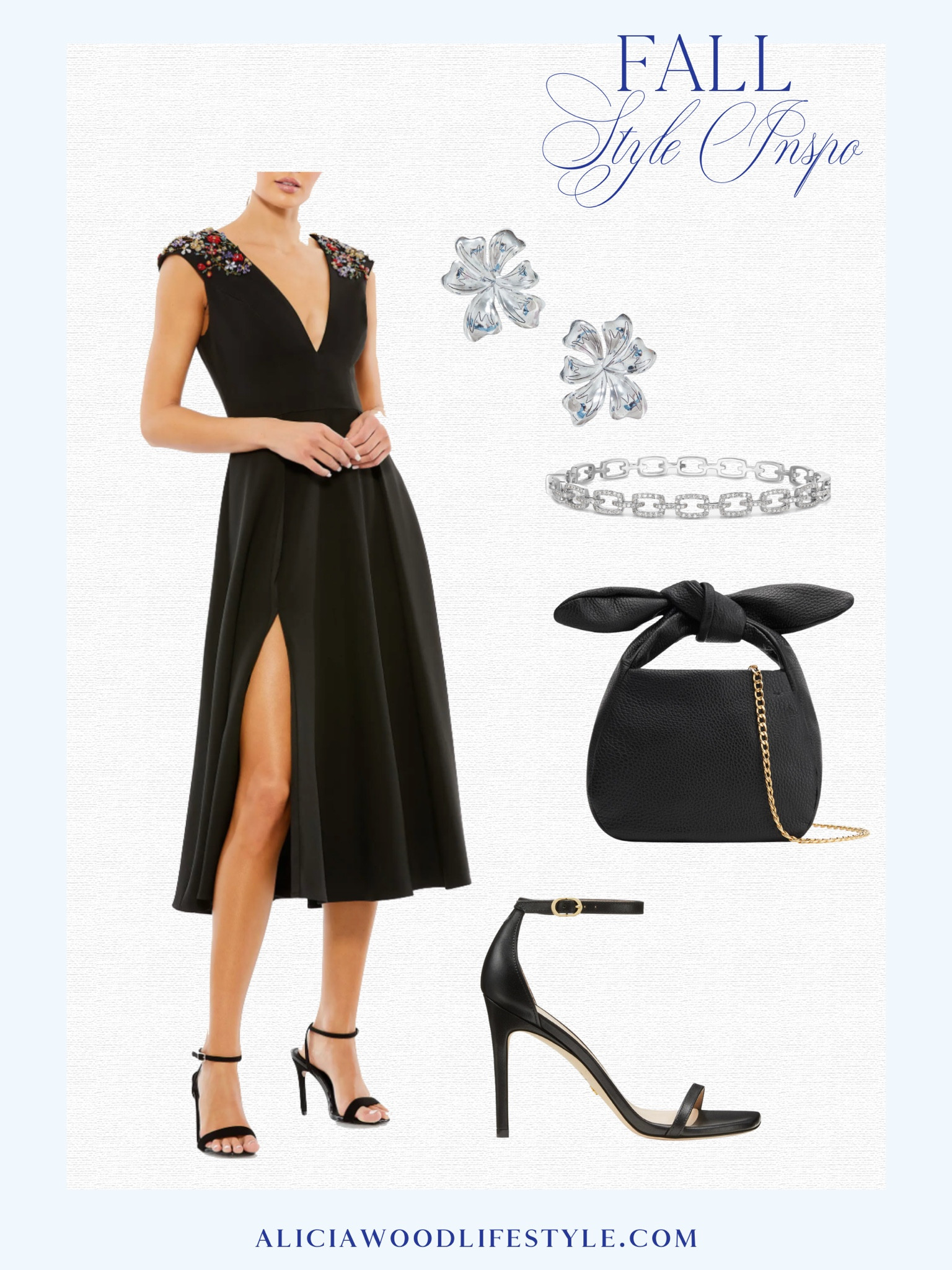 Fall Style inspiration
Cocktail dress
Holiday dress 

Cap sleeve jewel detail midis dress 
Black pumps 
Black mini bow bag 
Silver floral burst stud earrings
Diamond bracelet 


#LTKStyleTip #LTKHoliday #LTKOver40
