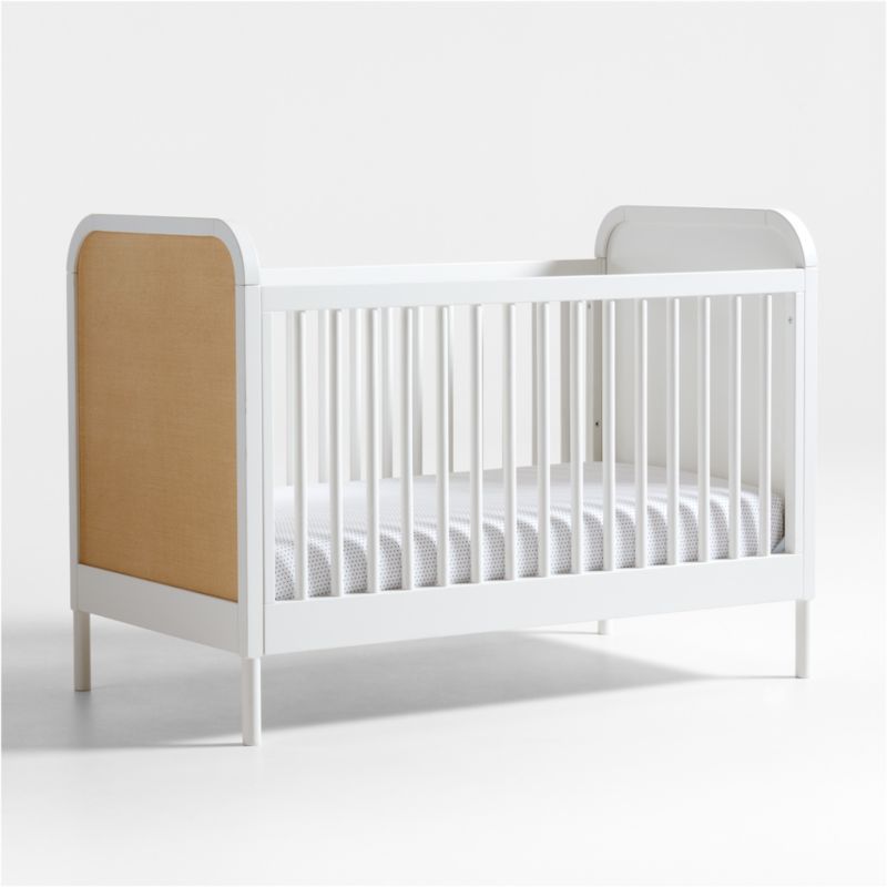 Maren White and Cane Convertible Baby Crib + Reviews | Crate & Kids | Crate & Barrel