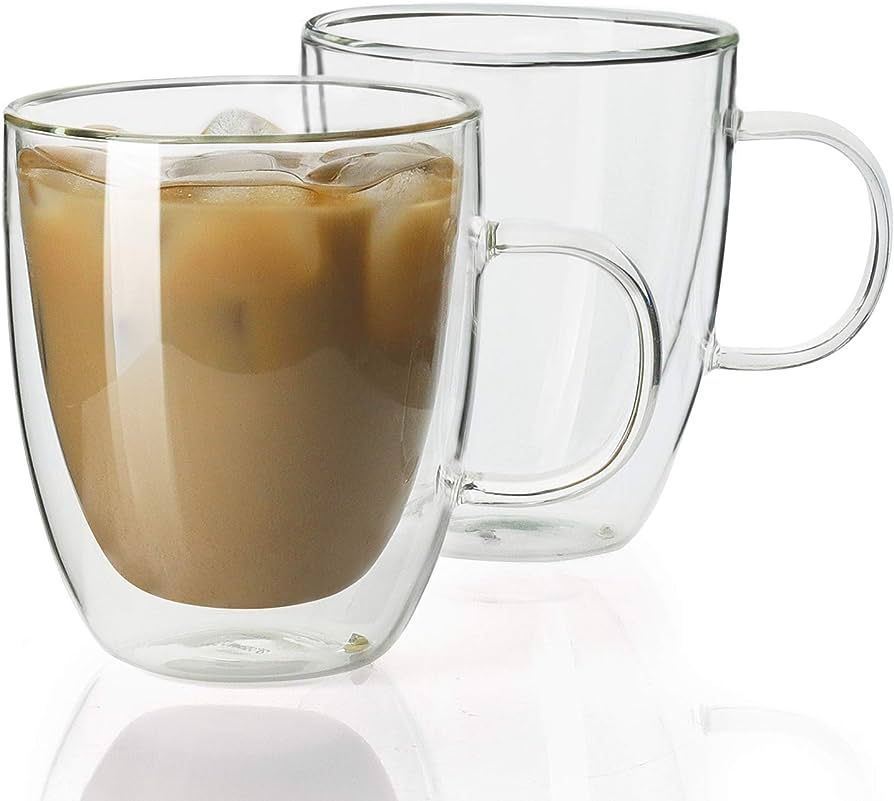 Sweese Double Wall Glass Coffee Mugs - 12.5 oz Insulated Clear Coffee Mugs Set of 2, Perfect for ... | Amazon (US)
