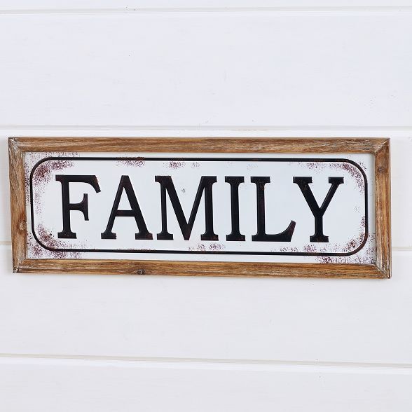 Lakeside Enamel Look 22" Wall Hanging Plaque with Family Sentiment Text | Target