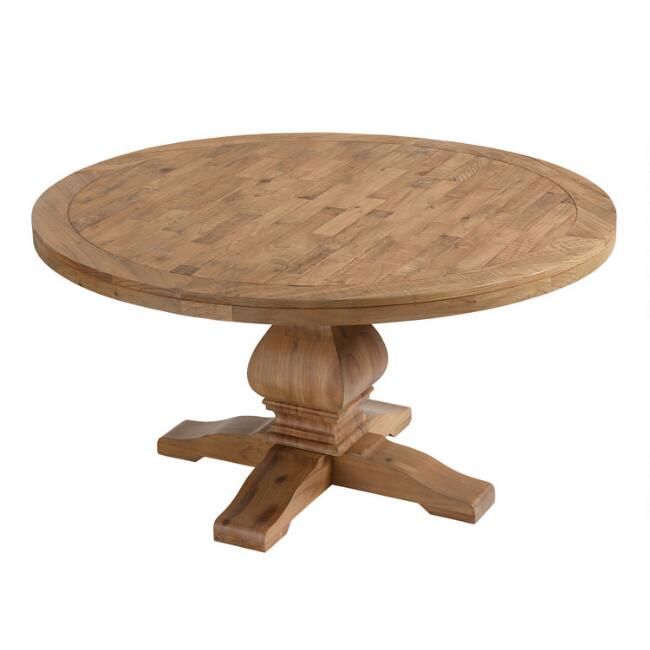 Round Gray Pine Wood Lisette Dining Table | World Market